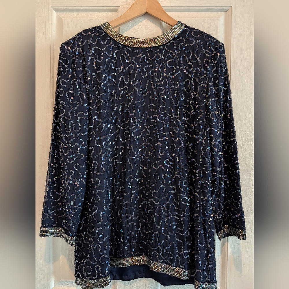 NWT- Vintage Ivana Handmade Sequined 100% Silk Size 16